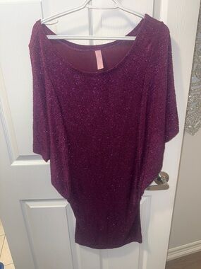 Women’s Sparkle Scoop Neck Top in Plum